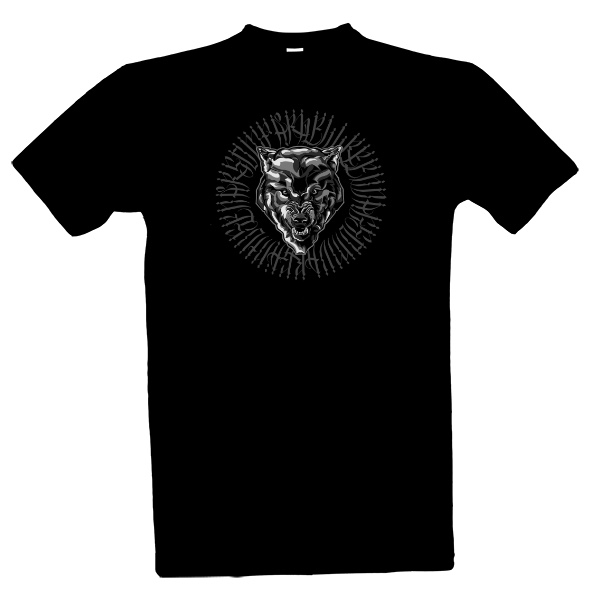 Tričko s potiskem Wolf caligraffiti blk