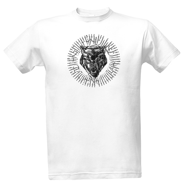 Tričko s potiskem Wolf caligraffiti wh